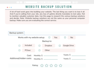 Downloadable website backup checklist